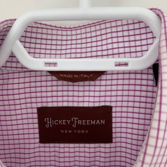 Hickey Freeman Men's Dress Shirt Pink Check Size 15.5" M - Picture 2 of 3